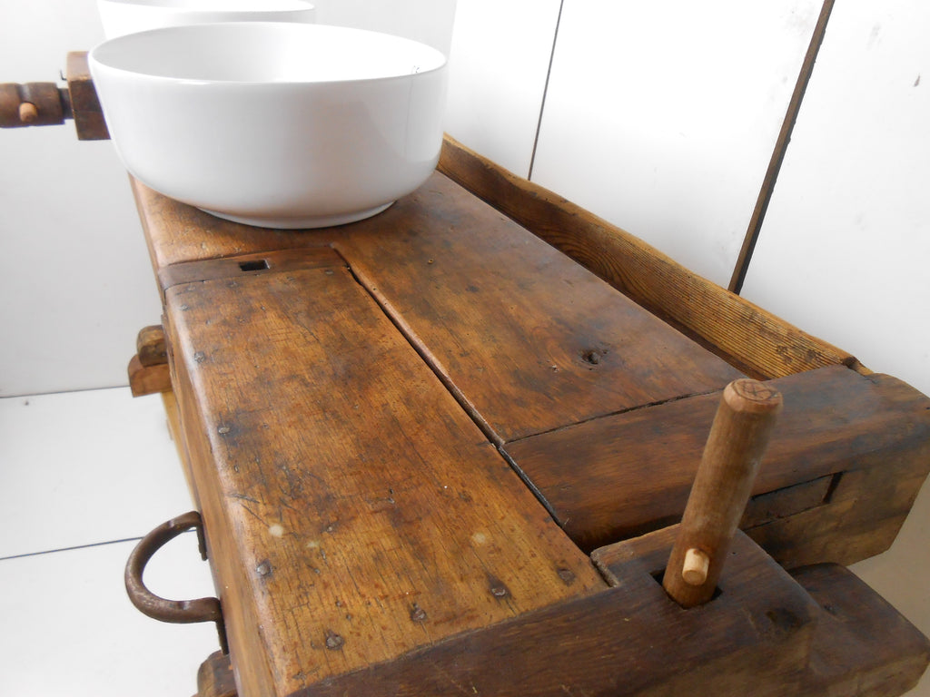 BANCO FALEGNAME VISSUTO / INDUSTRIAL style bathroom cabinet in solid wood for 1/2 optional countertop washbasins 160x60xh85 cm