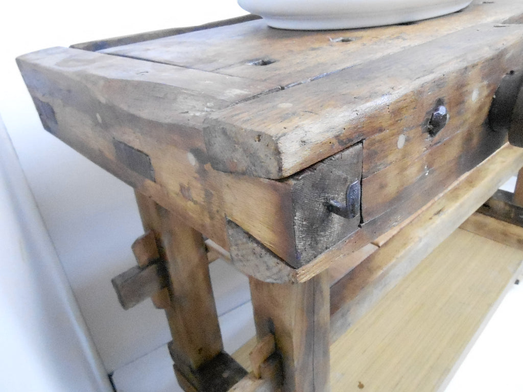 BANCO FALEGNAME VISSUTO / INDUSTRIAL style bathroom cabinet in solid wood for 1/2 optional countertop washbasins 160x60xh85 cm