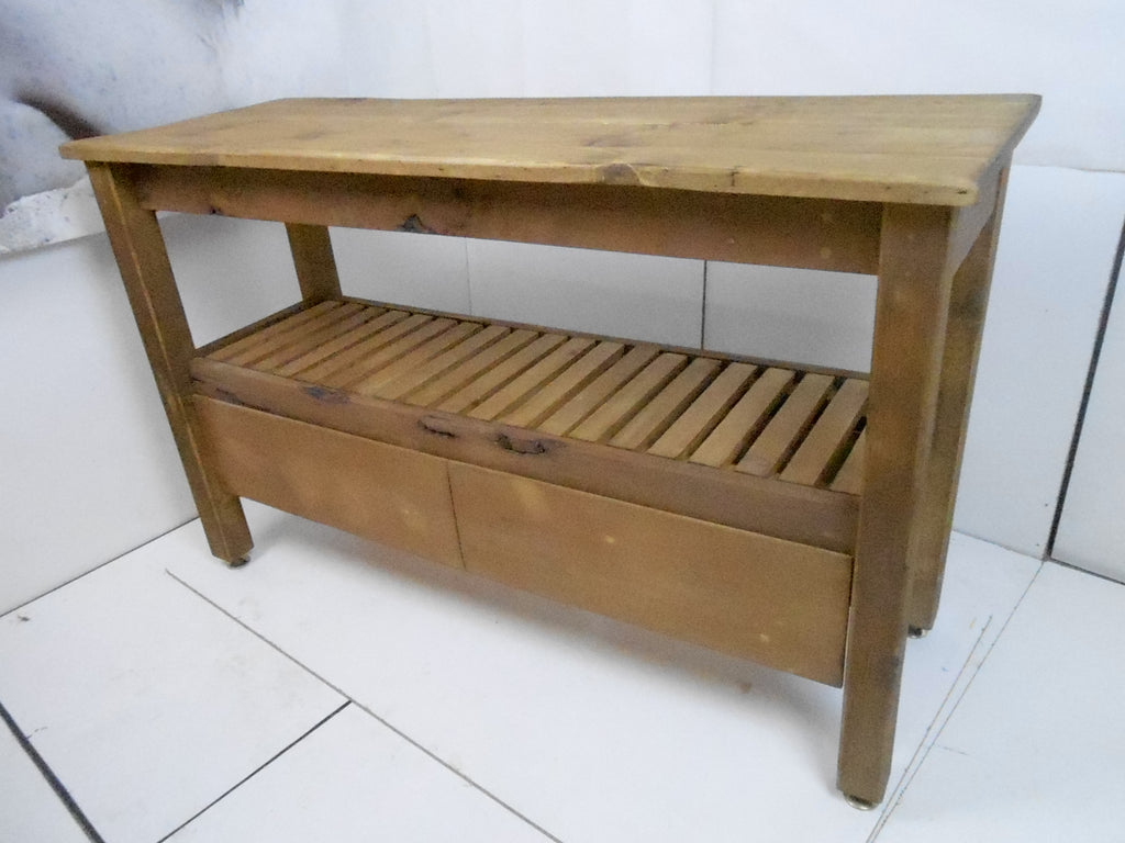 Tavolo alto Consolle ingresso disimpegno stile COUNTRY legno massello con cassettoni 140x50xh90 cm