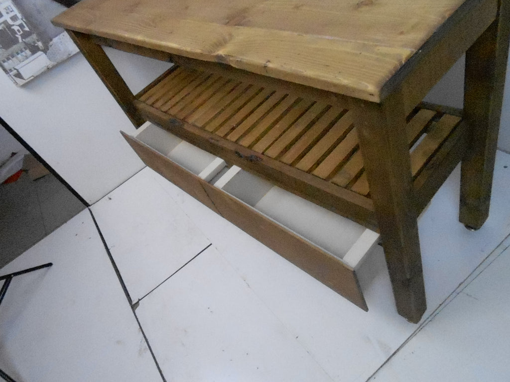 Tavolo alto Consolle ingresso disimpegno stile COUNTRY legno massello con cassettoni 140x50xh90 cm