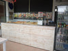 Banco Bancone per Pizzeria in stile MINIMAL / SHABBY legno massello 220x60xh90 cm CREAZIONE SU ORDINAZIONE