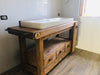 Mobile bagno stile BANCO DA FALEGNAME / INDUSTRIAL legno massello predisposizione lavabo rettangolare grande 156x58xh90 cm