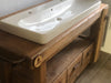 Mobile bagno stile BANCO DA FALEGNAME / INDUSTRIAL legno massello predisposizione lavabo rettangolare grande 156x58xh90 cm