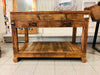 Tavolo alto Consolle arredo BAR birrerie isola cucina stile COUNTRY legno massello 2 cassetti e vano a giorno 150x80xh80 cm