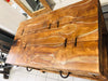 Tavolo alto Consolle arredo BAR birrerie isola cucina stile COUNTRY legno massello 2 cassetti e vano a giorno 150x80xh80 cm