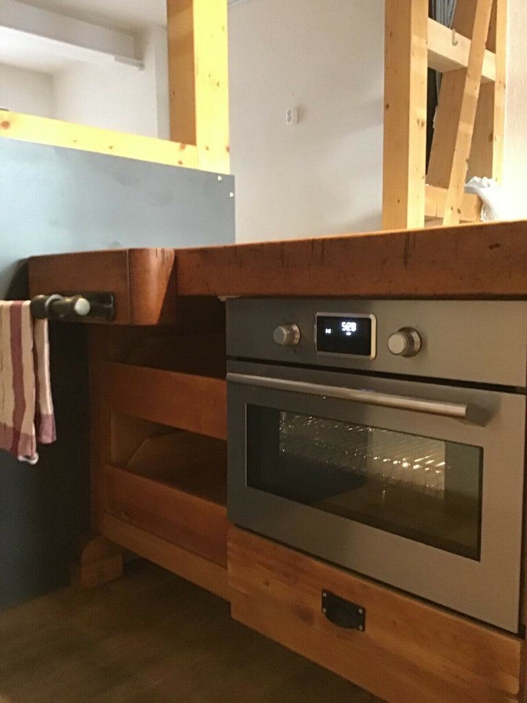 CARPENTER'S BENCH / INDUSTRIAL style kitchen island ALL solid wood preparation for household appliances 235x70xh90 cm