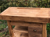 Banco falegname per arredo cucina soggiorno BAR stile INDUSTRIAL legno massello  2 cassetti e morsa 150x70xh80 cm