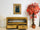 Mobile Consolle + Specchio per arredo ingresso stile COUNTRY FATTORIA legno massello con cassettoni e vano a giorno 120x55xh80 cm