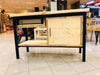 Mobile Bagno per lavabo in stile INDUSTRIAL in legno massello e telaio in ferro predisposizione per lavabo a conca 100x45xh80 cm