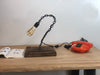 Abasciur lampshade Industrial style table lamp with welded chain, wooden base and Edison light 28x29xh40 cm OUR PRODUCTION