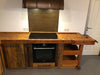 Cucina angolare stile BANCO FALEGNAME / INDUSTRIAL TUTTO in  legno massello predisposizione elettrodomestici isola su ruote opzionale 300x240x65xh90 cm