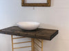 Mobile bagno di DESIGN con TOP in legno massello per lavabo da appoggio struttura in ferro INDUSTRIAL 90x50xh80 cm
