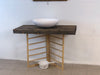 Mobile bagno di DESIGN con TOP in legno massello per lavabo da appoggio struttura in ferro INDUSTRIAL 90x50xh80 cm