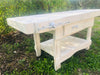 Carpenter's workbench for kitchen island furniture mixed style INDUSTRIAL solid wood in white SHABBY 190x70xh80 cm