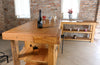 Banco da lavoro Falegname per arredo negozio o isola cucina stile INDUSTRIAL legno massello 4 cassetti morsa 180x80xh100 cm