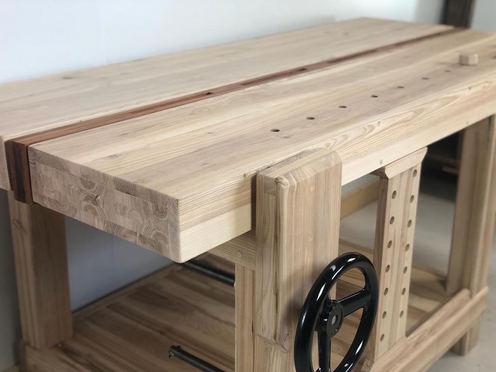 DIY PROFESSIONAL CARPENTER'S WORKBENCH ROUBO style in solid Ash wood, clamps 180x80xh85 cm