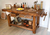 Banco Falegname per arredo isola cucina soggiorno angolo BAR stile INDUSTRIAL legno massello cassetti e morsa 150x63xh85 cm