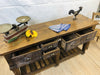 Consolle per arredo isola cucina stile RUSTICO / COUNTRY FATTORIA TUTTO in legno massello con cassetti e ripiano a giorno 170x50xh93 cm