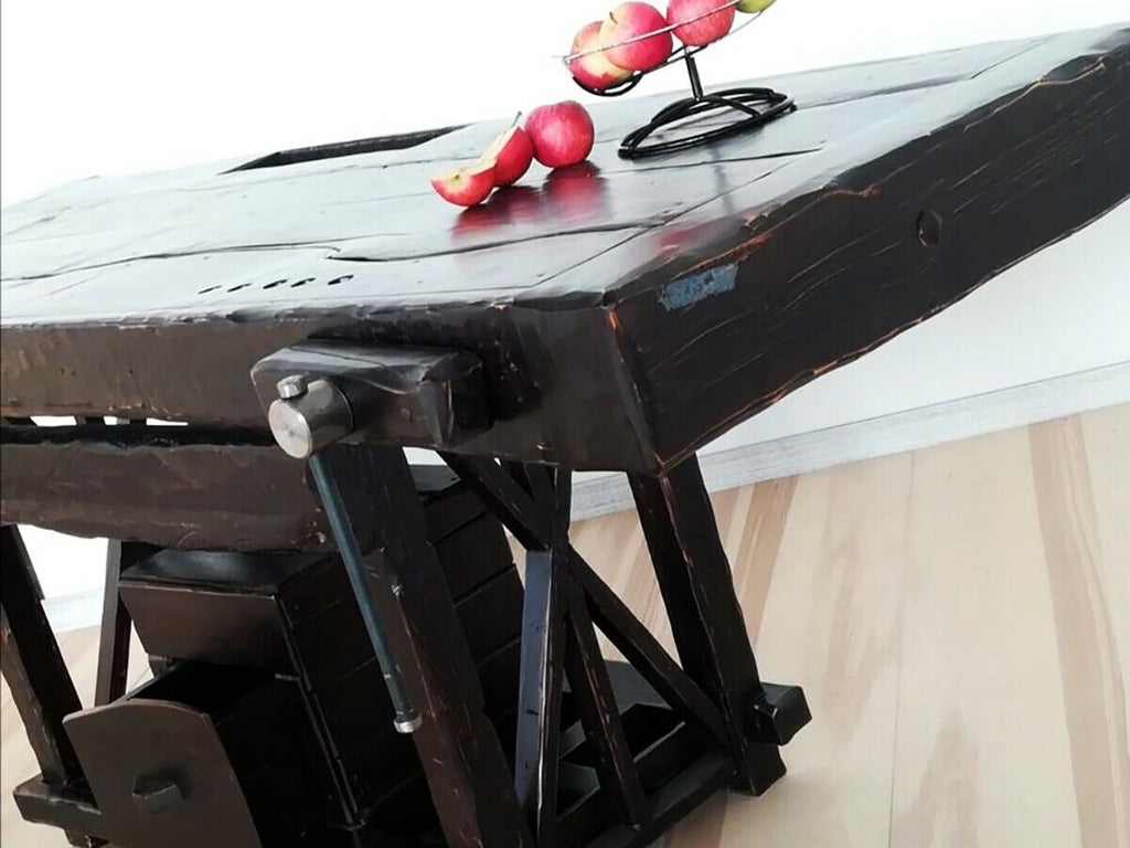 Banco Falegname caratteristico per attività commerciali e ristorazione stile INDUSTRIAL legno massello cassetto e morsa 200x70xh80 cm