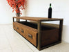 Mobile basso soggiorno salotto porta TV stile INDUSTRIAL legno massello 4 cassetti e vano a giorno 180X45h60 cm (Copia)