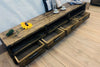 Mobile basso soggiorno porta TV stile INDUSTRIAL legno massello con cassetti e vani a giorno misure 200X40h50 cm (Copia)