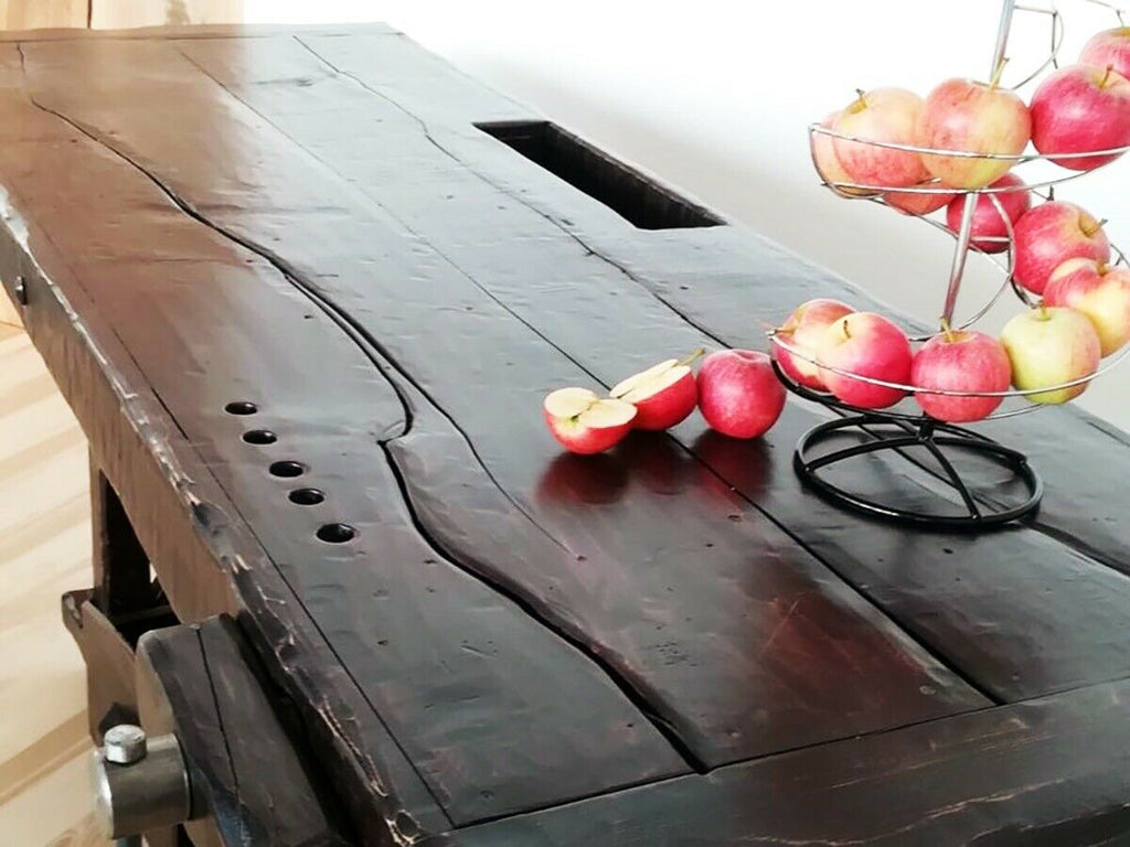 Banco Falegname caratteristico per attività commerciali e ristorazione stile INDUSTRIAL legno massello cassetto e morsa 200x70xh80 cm