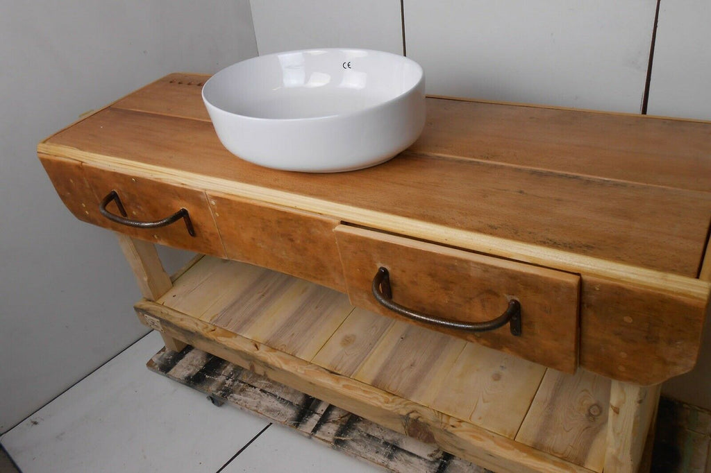 Bathroom furniture furniture style JOINER'S BENCH / INDUSTRIAL solid wood for 1/2 countertop sinks dimensions 180x70xh90 cm