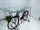 Console with glass top for Bar Pub Breweries INDUSTRIAL style iron frame stand with vintage recycled bicycle 180x80xh110 cm