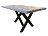 Tavolo stile INDUSTRIAL legno massello spazzolato a rilievo grigio cemento e gambe in ferro misure 170x80xh80 cm