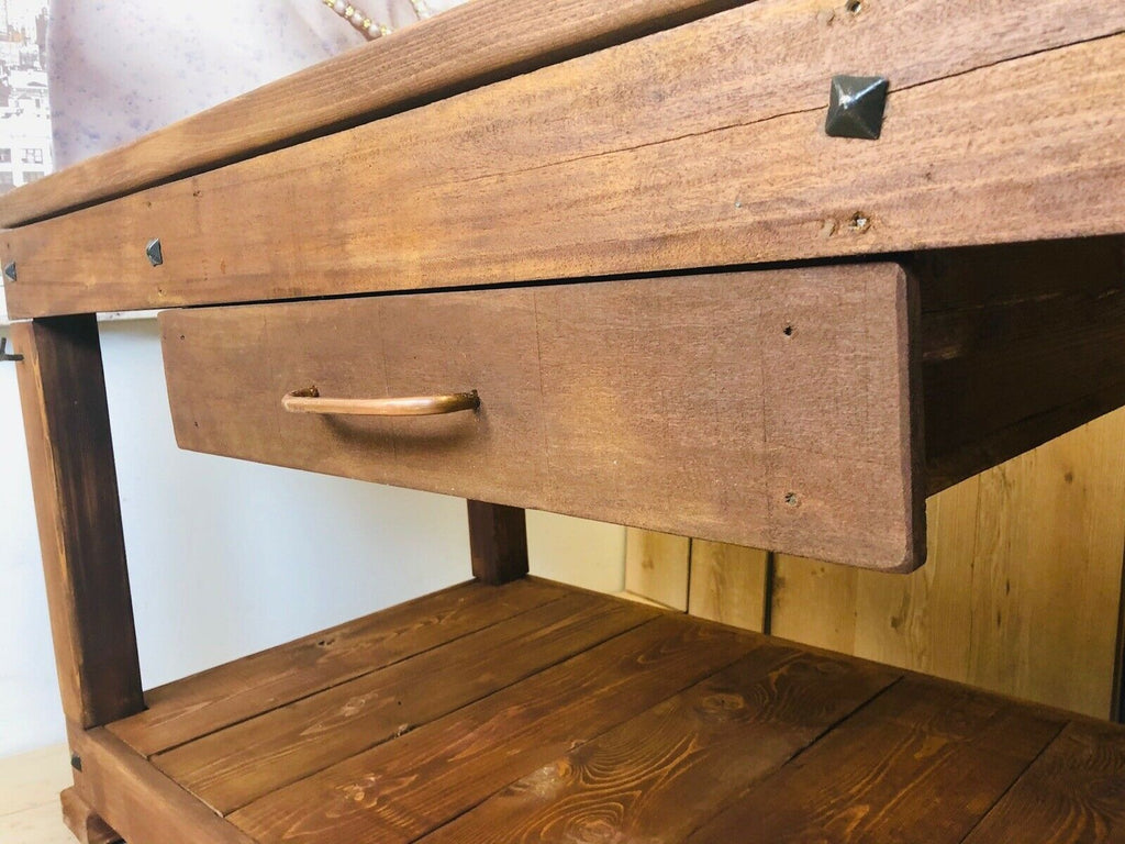 Consolle per arredo isola cucina stile COUNTRY legno massello con un cassetto e vano a giorno 150x70xh80 cm