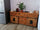 Mobile Credenza Madia stile INDUSTRIAL legno massello porte scorrevoli su rotaie180x40h80 cm