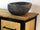 Mobile in stile INDUSTRIAL multiuso per bagno o credenza legno massello e telaio in ferro lavabo pietra opzionale 90x45h80 cm