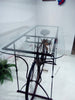 Consolle con piano in vetro per Bar Pub Birrerie stile INDUSTRIAL cavalletto telaio in ferro con bicicletta vintage riciclo 180x80xh110 cm