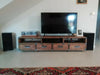Mobile basso soggiorno porta TV stile INDUSTRIAL legno massello con cassetti e vani a giorno misure 200X40h50 cm (Copia)
