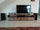 Low living room cabinet INDUSTRIAL style TV stand in solid wood with drawers and open compartments measuring 200X40h50 cm