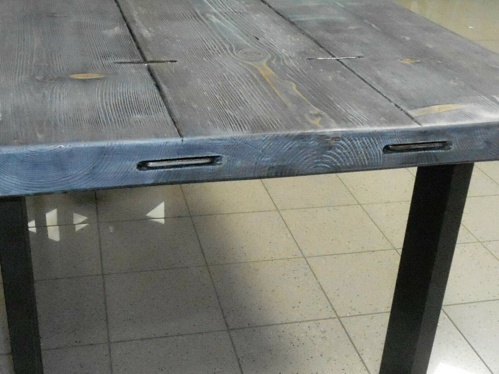 Tavolo fisso cucina e pranzo stile INDUSTRIAL VISSUTO in legno massello e gambe in ferro misure 200x100xh80 cm