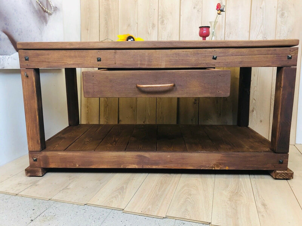 Consolle per arredo isola cucina stile COUNTRY legno massello con un cassetto e vano a giorno 150x70xh80 cm