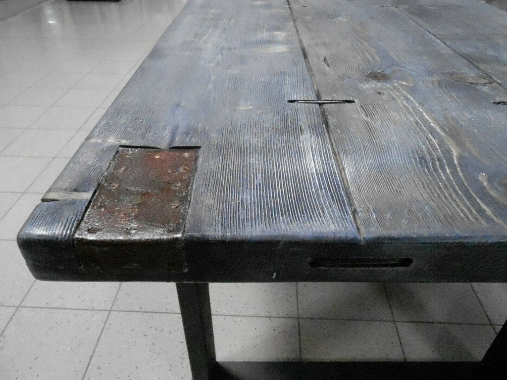 Tavolo fisso cucina e pranzo stile INDUSTRIAL VISSUTO in legno massello e gambe in ferro misure 200x100xh80 cm