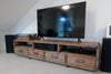 Mobile basso soggiorno porta TV stile INDUSTRIAL legno massello con cassetti e vani a giorno misure 200X40h50 cm (Copia)
