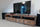 Low living room cabinet INDUSTRIAL style TV stand in solid wood with drawers and open compartments measuring 200X40h50 cm