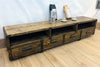 Mobile basso soggiorno porta TV stile INDUSTRIAL legno massello con cassetti e vani a giorno misure 200X40h50 cm (Copia)