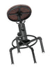 High bar stool INDUSTRIAL style solid wood seat tubular iron frame 40x47xh69 cm