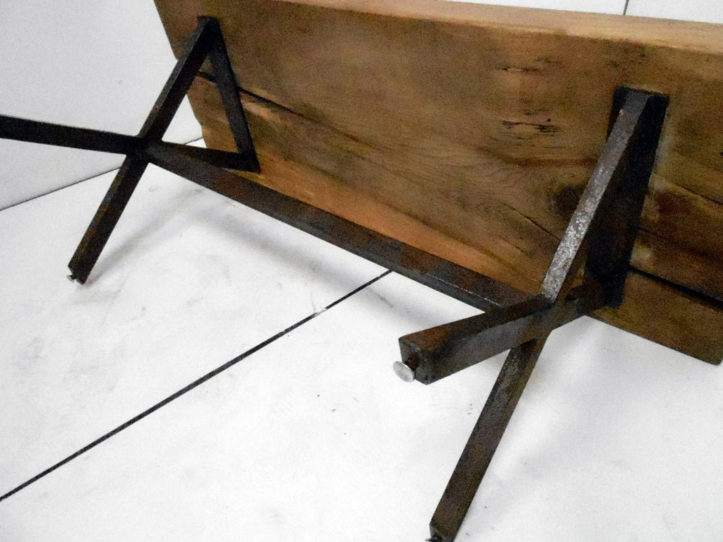 Tavolo basso tavolino da caffè salotto stile INDUSTRIAL con tavola legno massiccio 6 cm gambe in ferro acroce 98x38xh45 cm