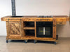 Cucina lineare stile BANCO FALEGNAME / INDUSTRIAL legno massello predisposizione elettrodomestici 250x70xh90 cm