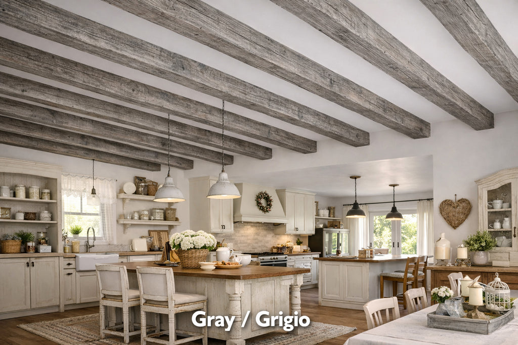 Travi decorative da soffitto in Abete massello – Sezione scatolata da 16×14 cm – L. 1÷5 m – grezzi o rifiniti – 8 colori a scelta