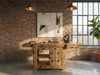 Werkbank aus Massivholz im Industriestil für Küchen- und Wohnzimmermöbel, 6 Schubladen, 2 Schraubstöcke, 170 x 80 x 90 cm