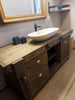 Mobile bagno stile BANCO DA FALEGNAME in legno massello con Lavabo in pietra e rubinetto | mensola - porta rotolo opzionali |misure 160x60xh80+15cm