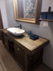 Mobile bagno stile BANCO DA FALEGNAME in legno massello con Lavabo in pietra e rubinetto | mensola - porta rotolo opzionali |misure 160x60xh80+15cm