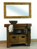 Banco da Falegname per arredo bagno legno massello finitura noce specchio e lavabo opzionali 95x50h80cm SU MISURA
