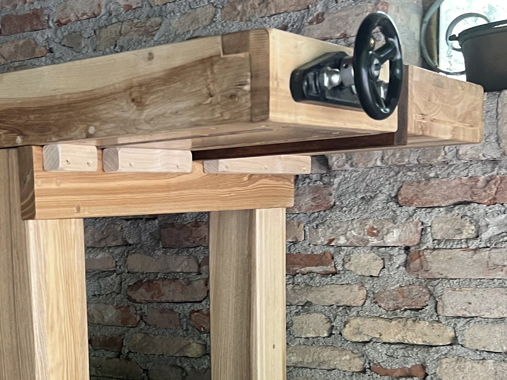 Bricolage fai da te BANCO DA LAVORO PROFESSIONALE DA FALEGNAME stile ROUBO in legno massello di Frassino morse 180x80xh90 cm